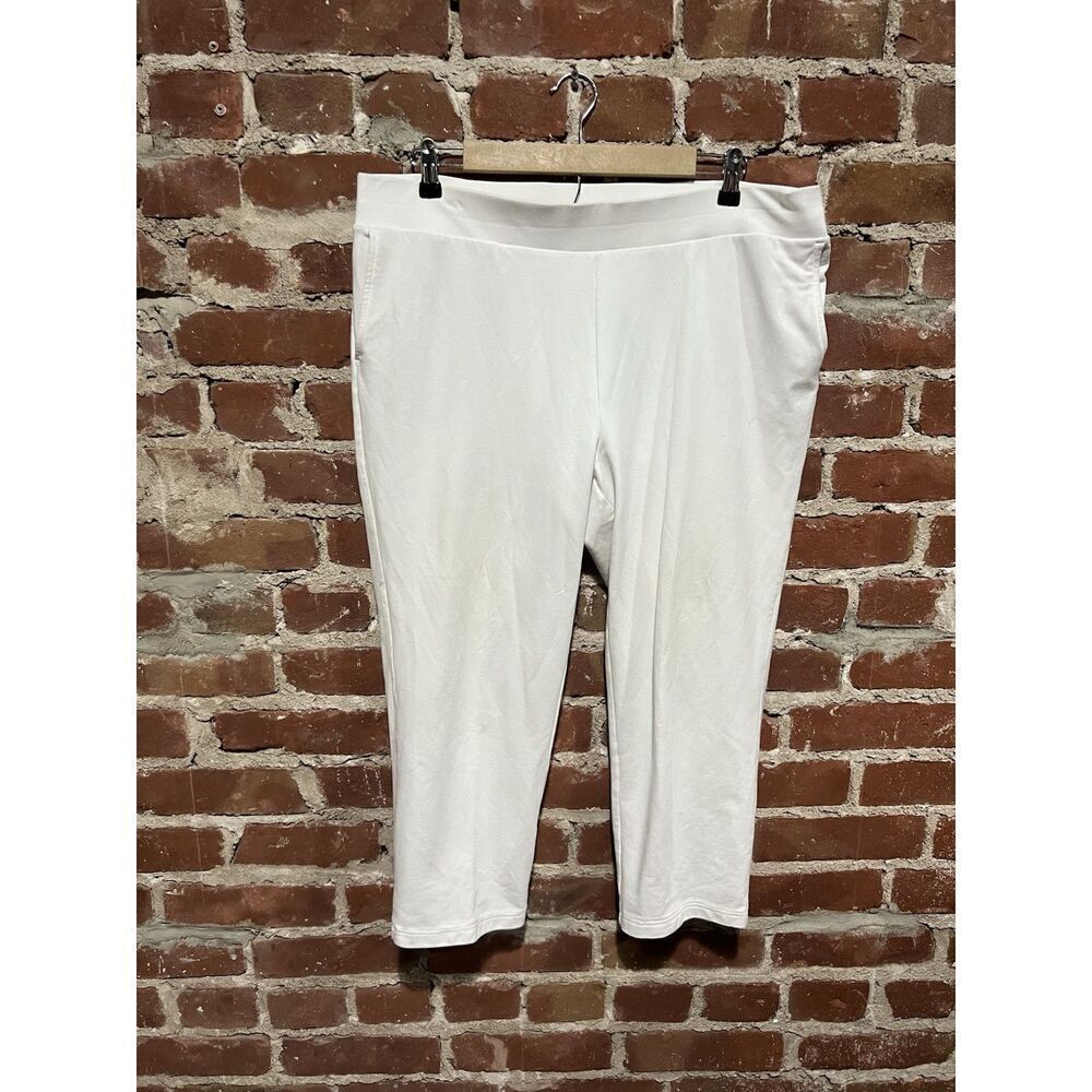 Pure Jill Womens White Pull On Slim Leg Cropped Pants Size Large